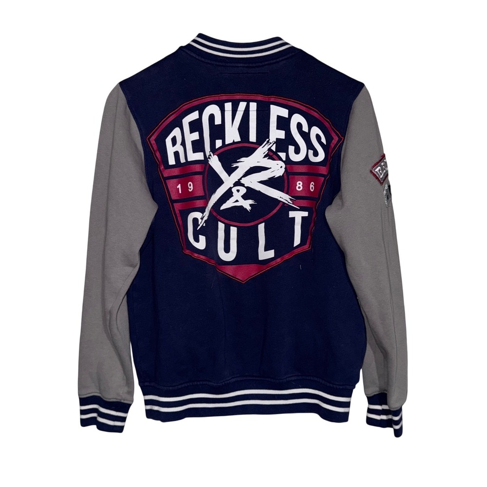 Young & Reckless Cult 1986 Varsity Jacket Men's M Navy Gray Streetwear